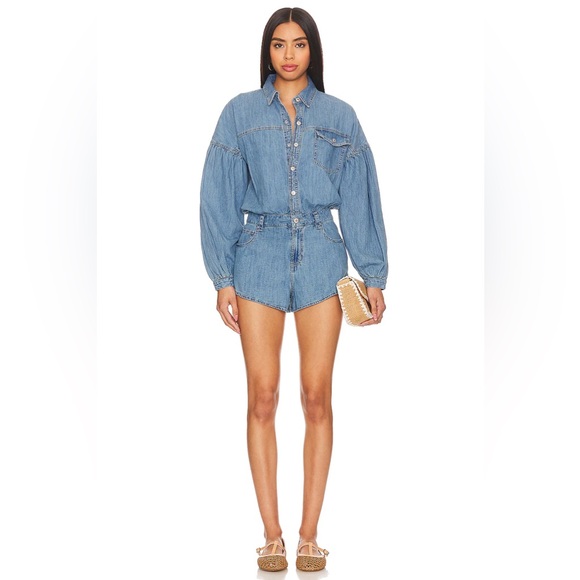 Free People Pants - Free People Zodiac Chambray One Piece In Moon Blue